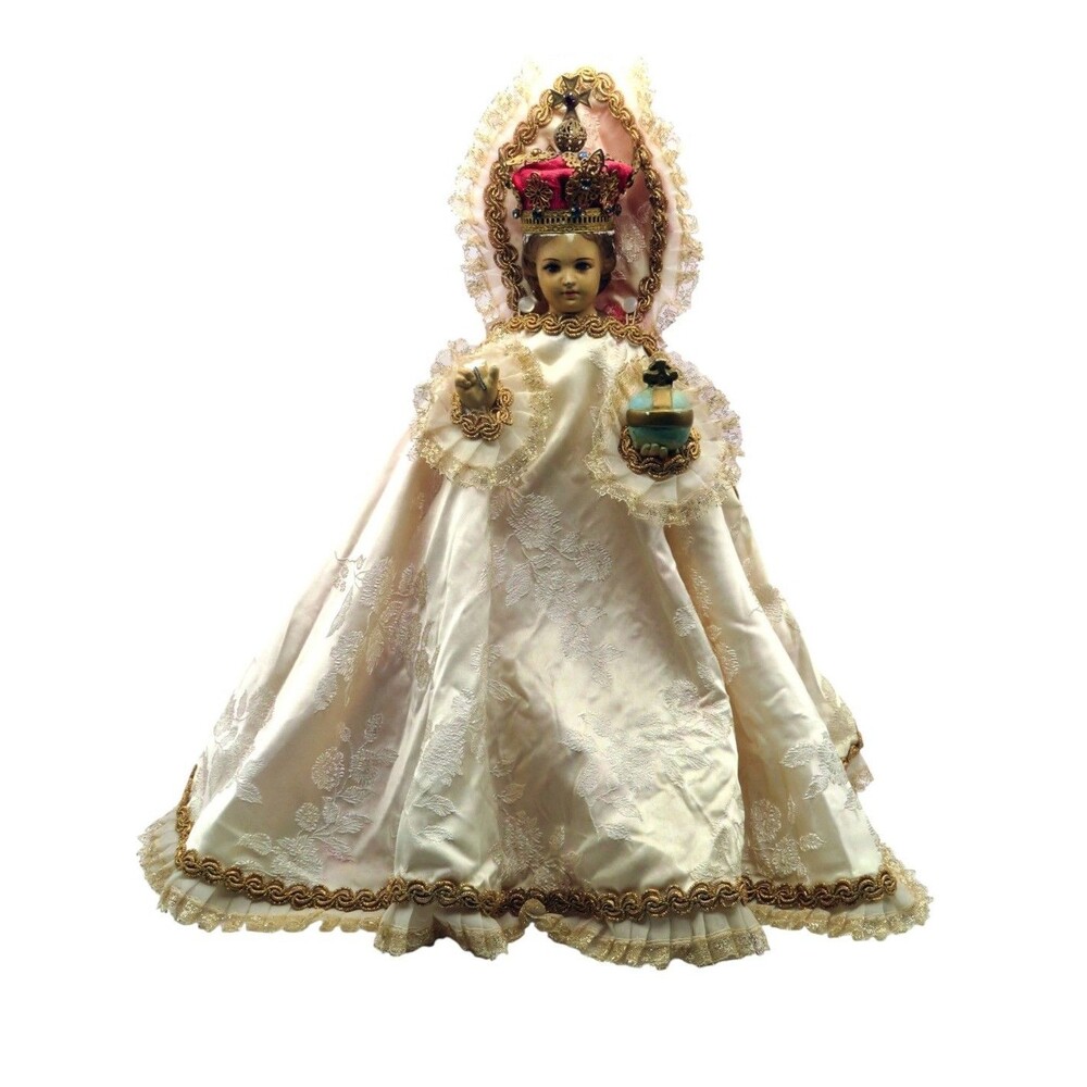 Vtg Infant of Prague 15" Statue Vestments Wardrobe Lot Gowns Capes Velvet Lace
